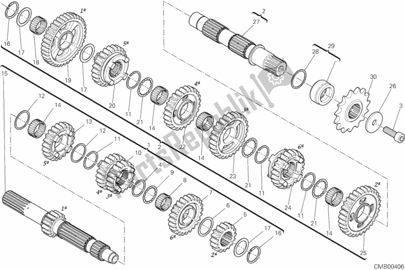 Todas las partes para Caja De Cambios de Ducati Superbike 959 Panigale ABS Thailand 2017
